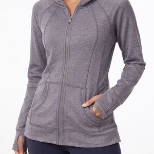 Athleta Gray Zip Up Hoodie Womens Small Thumbhole Jacket